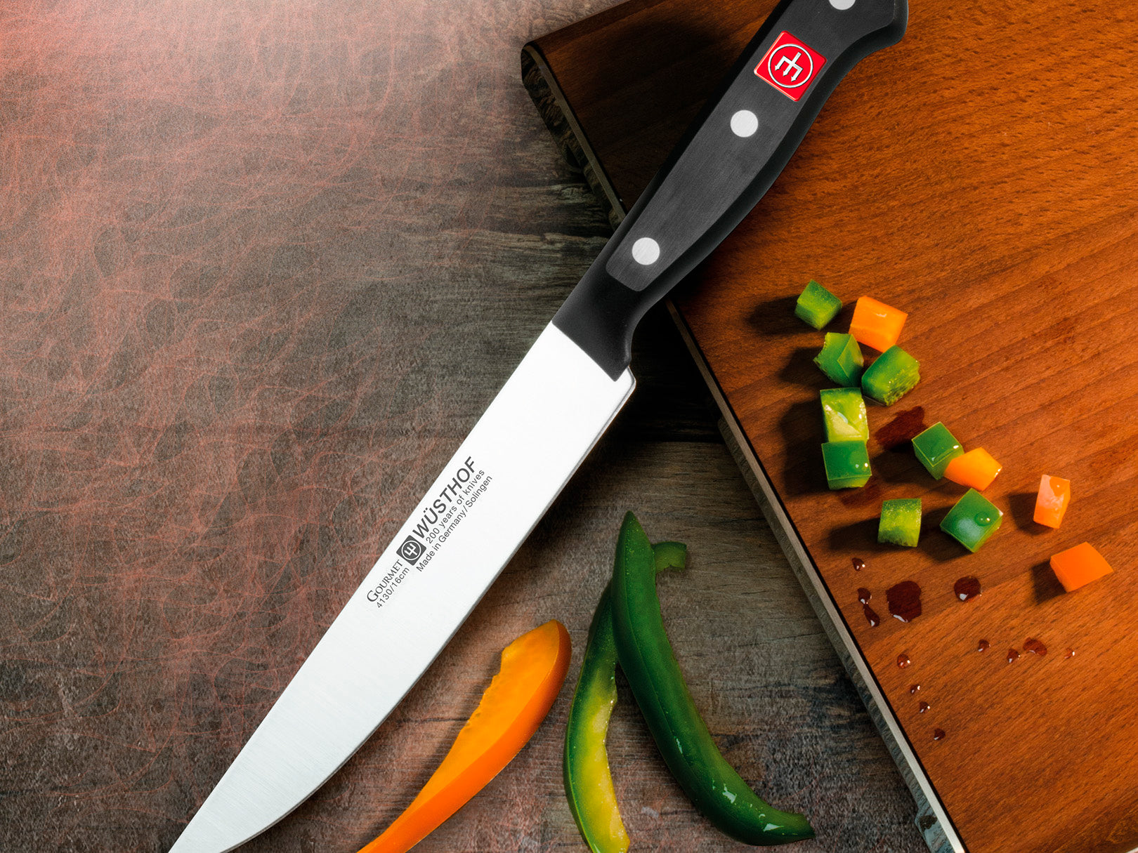 Juego 2 cuchillos y afilador Gourmet Wusthof