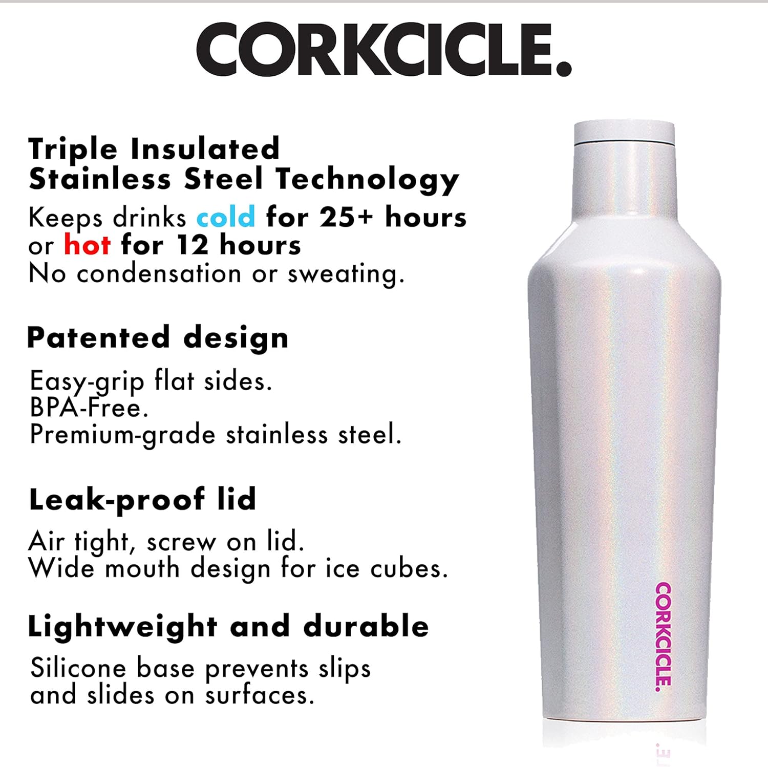 Botella térmica unicornio blanco 475 ml Corkcicle