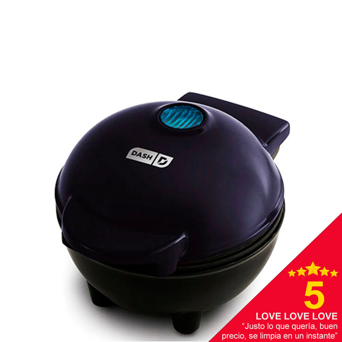 Dash Mini Waflera Tipo Bowl - 10 Cm - Antiadherente - Negro - Compacta y Portátil - Ideal para Desayunos, Regalos o Viajar - Fácil de Limpiar