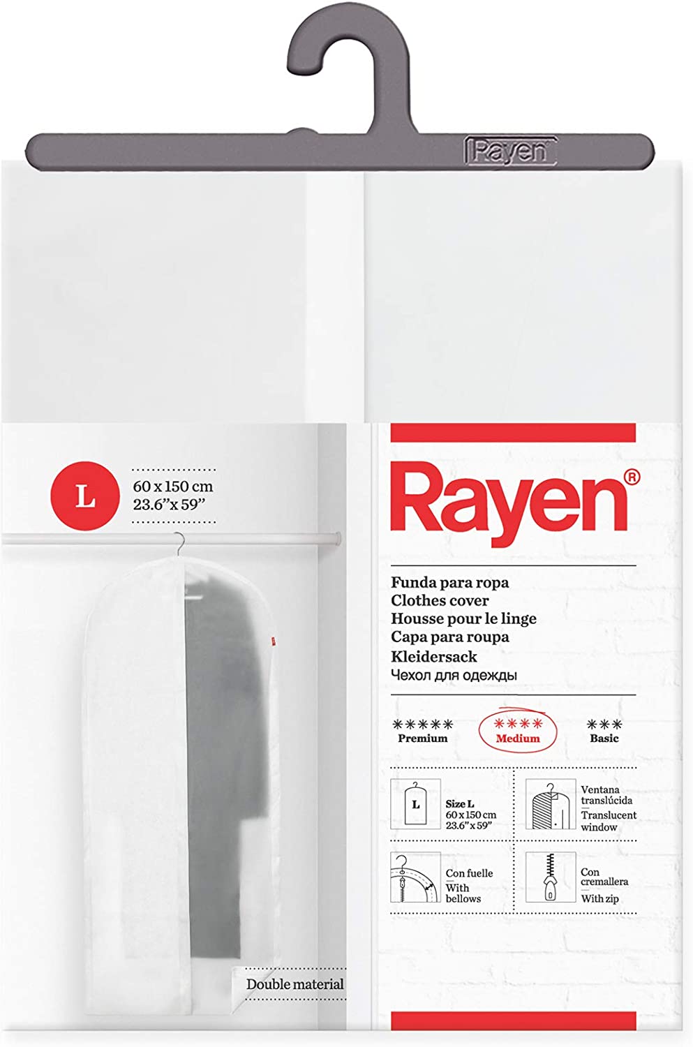 Funda protectora para ropa Grande 60 x 150 cm Rayen