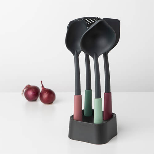 Juego de 4 utensilios de cocina con soporte nylon Brabantia