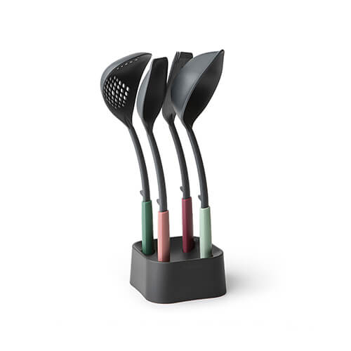 Juego de 4 utensilios de cocina con soporte nylon Brabantia