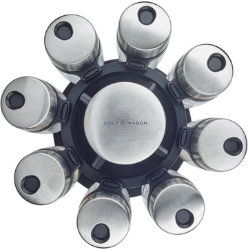Carrusel de 8 especieros acero/vidrio 23 cm Cole&Mason