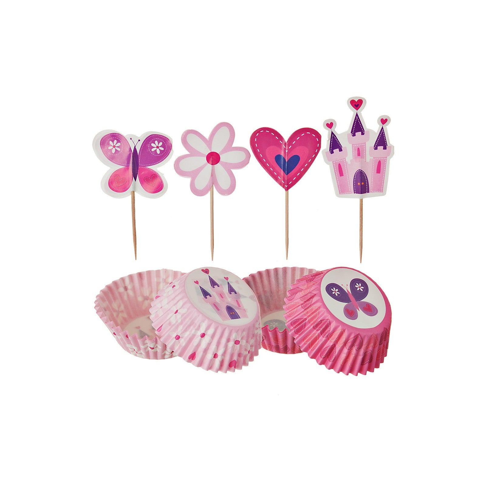 Juego de 24 capacillos para cupcakes decoración princesas Patisse