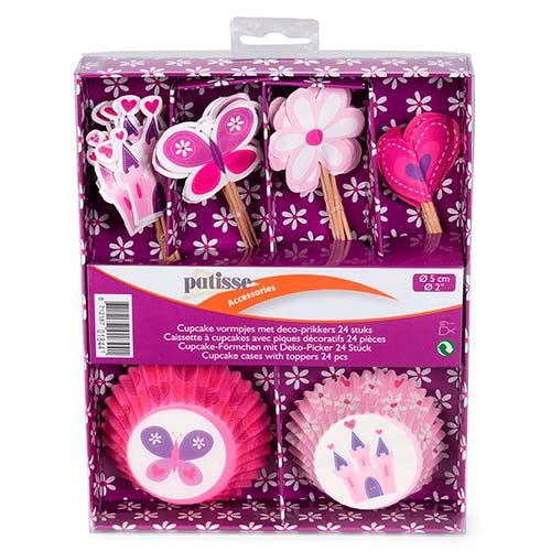 Juego de 24 capacillos para cupcakes decoración princesas Patisse
