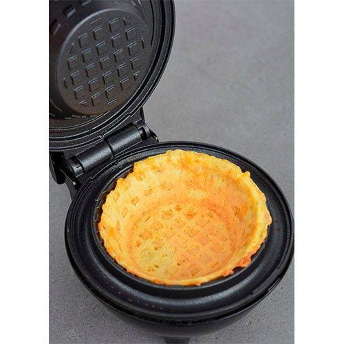 Dash Mini Waflera Tipo Bowl - 10 Cm - Antiadherente - Negro - Compacta y Portátil - Ideal para Desayunos, Regalos o Viajar - Fácil de Limpiar