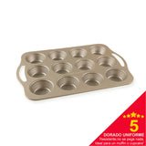 Molde 12 panquecitos con asas acero Nordicware