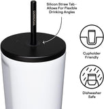 Vaso termico con popote acero blanco 709ml Corkcicle