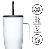 Taza termica con popote acero blanco 887ml Corkcicle