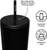Vaso termico con popote acero inoxidable negro 709ml Corkcicle