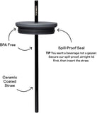 Vaso termico con popote acero inoxidable negro 709ml Corkcicle