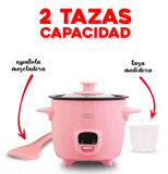 Mini arrocera 2 tazas rosa Dash
