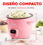 Mini arrocera 2 tazas rosa Dash