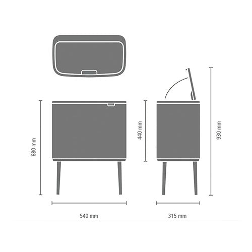 Bote basura doble cubo acero 11/23 L Brabantia