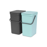 Par de Botes de reciclaje con asa menta/gris 12 L Brabantia desc