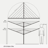 Tendedero acero plata rotatorio 50 m Brabantia desc