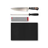 Set De 4, Cuchillo con funda, Tabla Y Chaira Wusthof desc