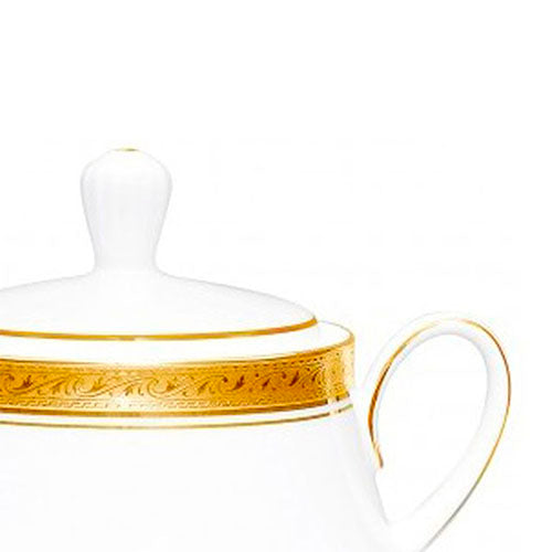 Azucarera con tapa de porcelana Crestwood Gold Noritake