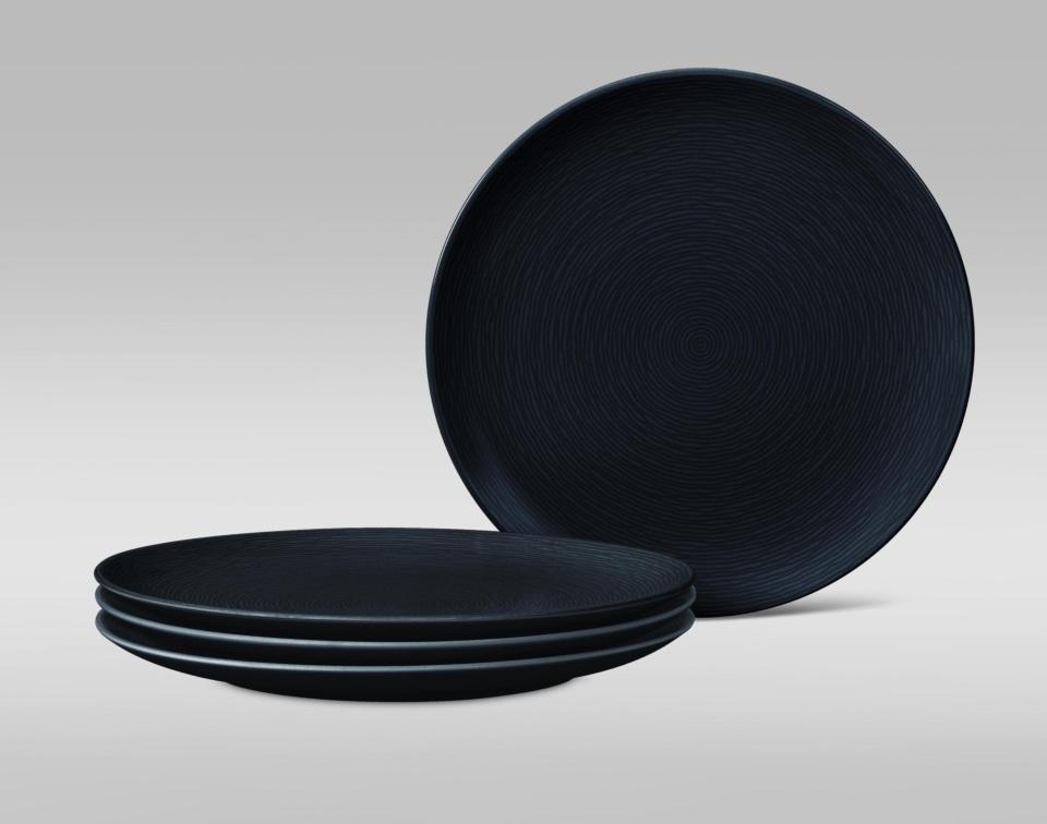 Plato trinche swirl negro 27 cm porcelana Noritake