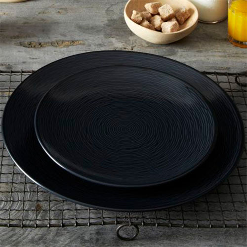 Plato trinche swirl negro 27 cm porcelana Noritake